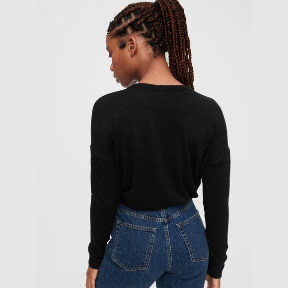 Gap Dropped Shoulder Softspun Long Sleeve T-Shirt Large Black - Picture 6 of 12